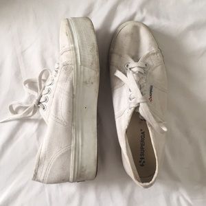 White Superga platform sneakers